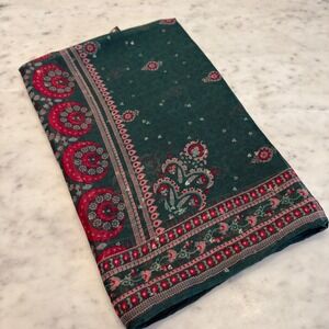 Designer Scarf Emerald Green Dupta Style Floral Sequins Embellished 35x84